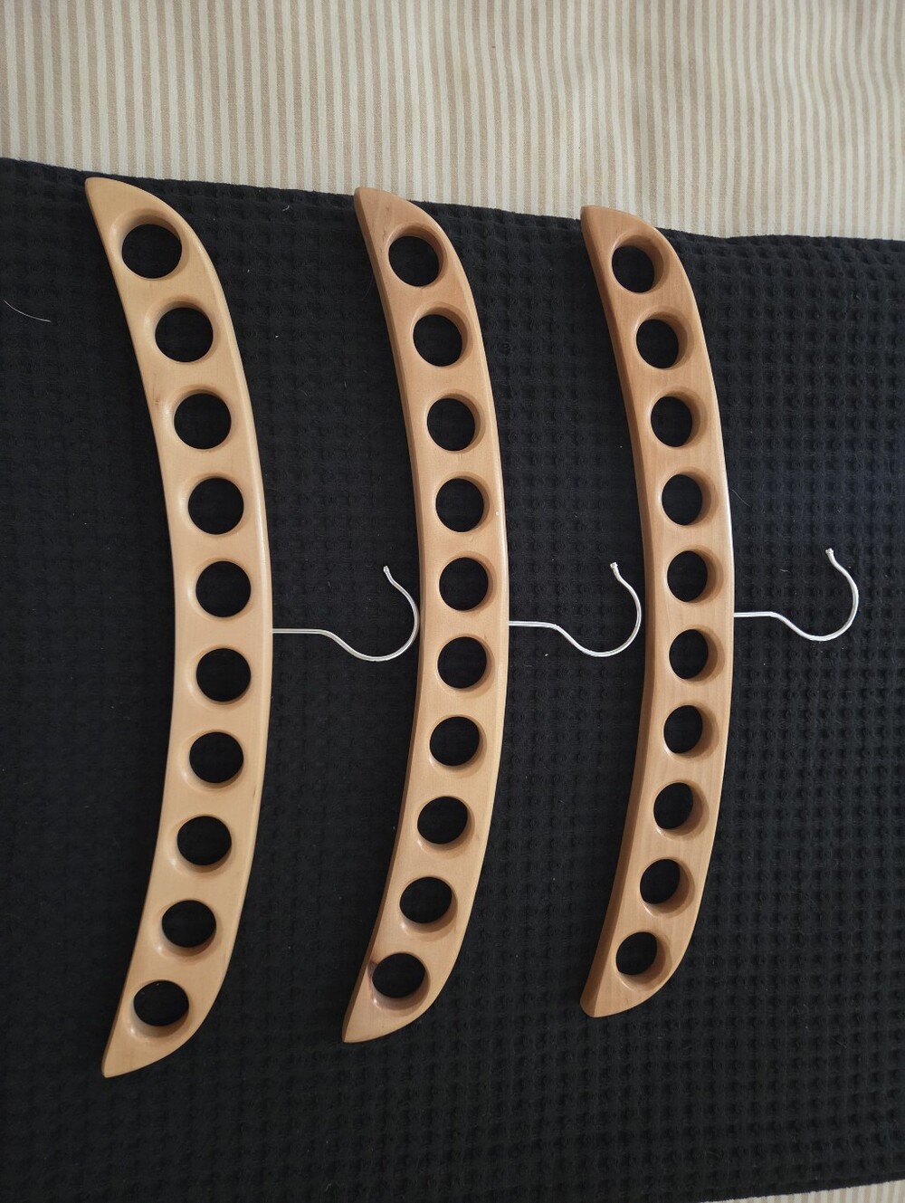 Wood-Tone Curved Scarf and Accessory Hangers - Set of 3